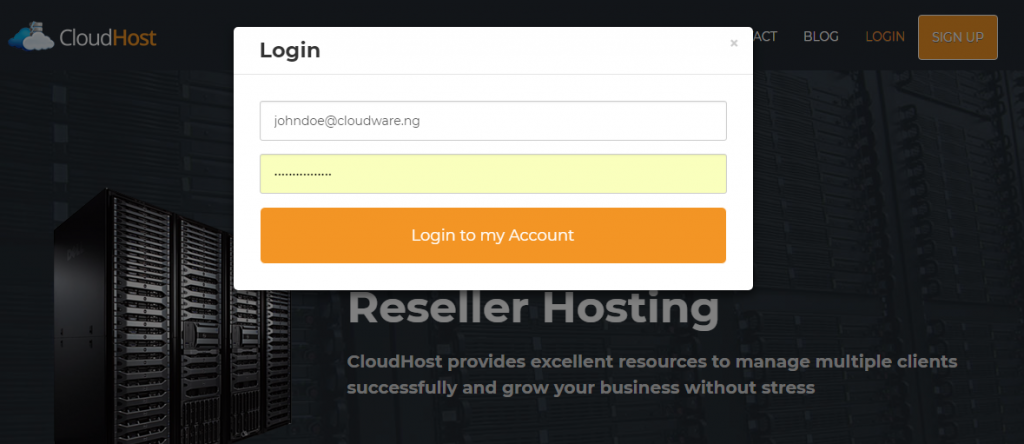 login to CloudHost